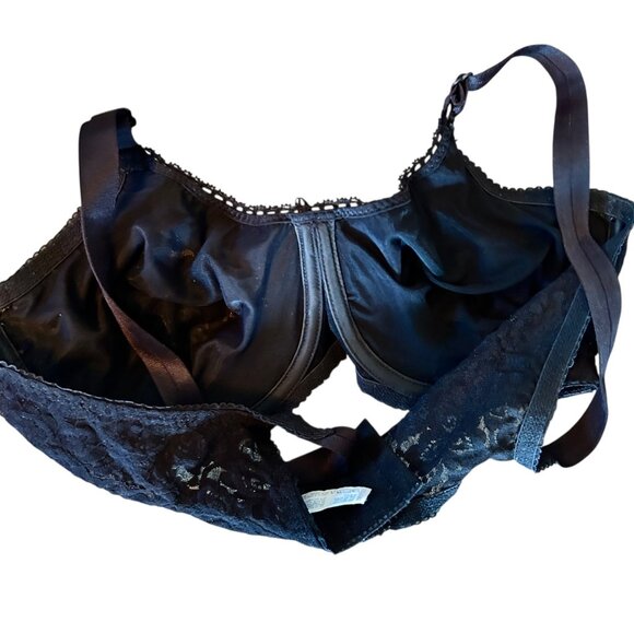Vintage Bali Floral Black Lace Lingerie Underwire Bra 38C - Picture 6 of 7